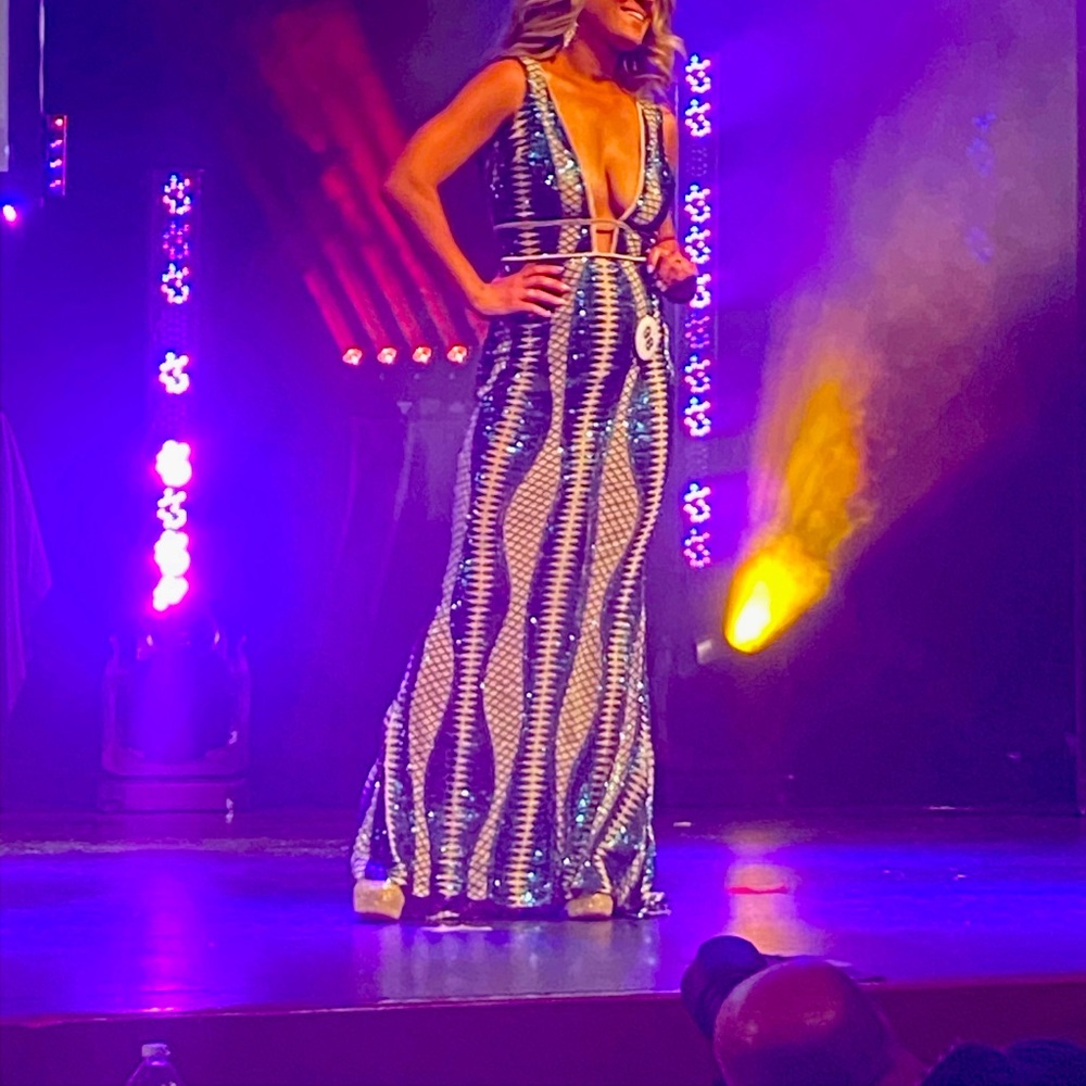 Emerald and gold sequin Alamour the Label dress. Worn once. Large fits 6/8US